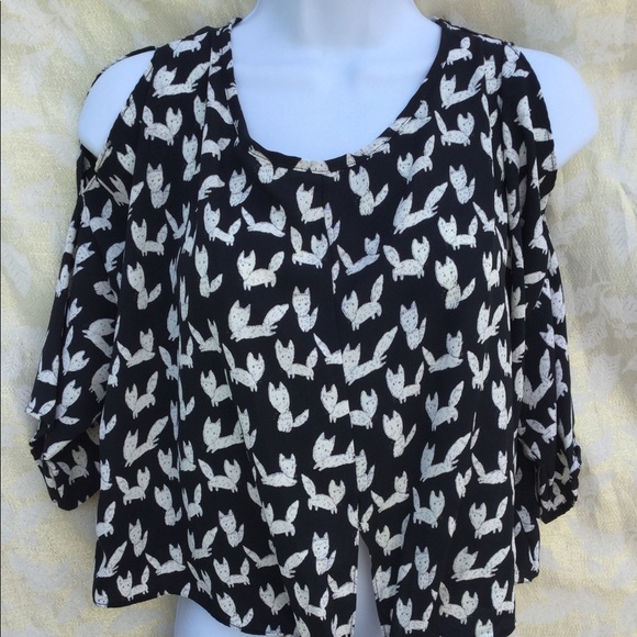 joyce Tops - Joyce size small cold shoulder tie front polyester
